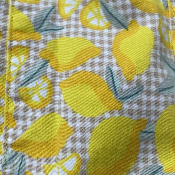 Land's End Skort Women’s 12 Yellow Lemon Gingham Print Pull On Skort Pockets - Picture 3 of 6